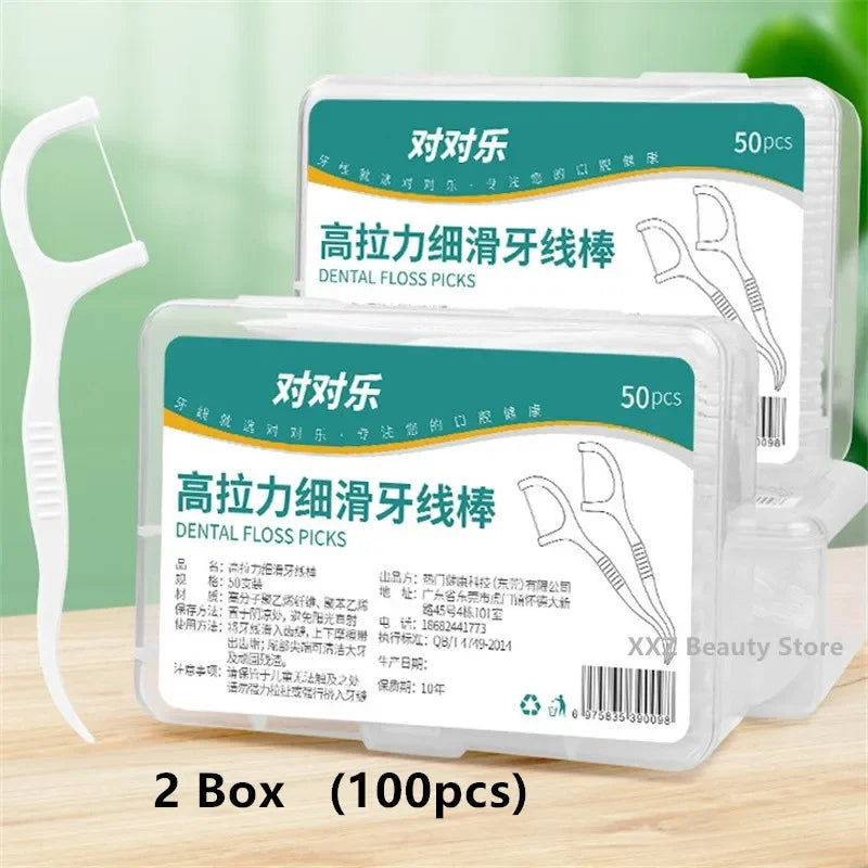 1/2/5/10 Box Portable Disposable Dental Floss Plastic Toothpick High-tension Dental Floss Stick Dental Floss Box Oral Care