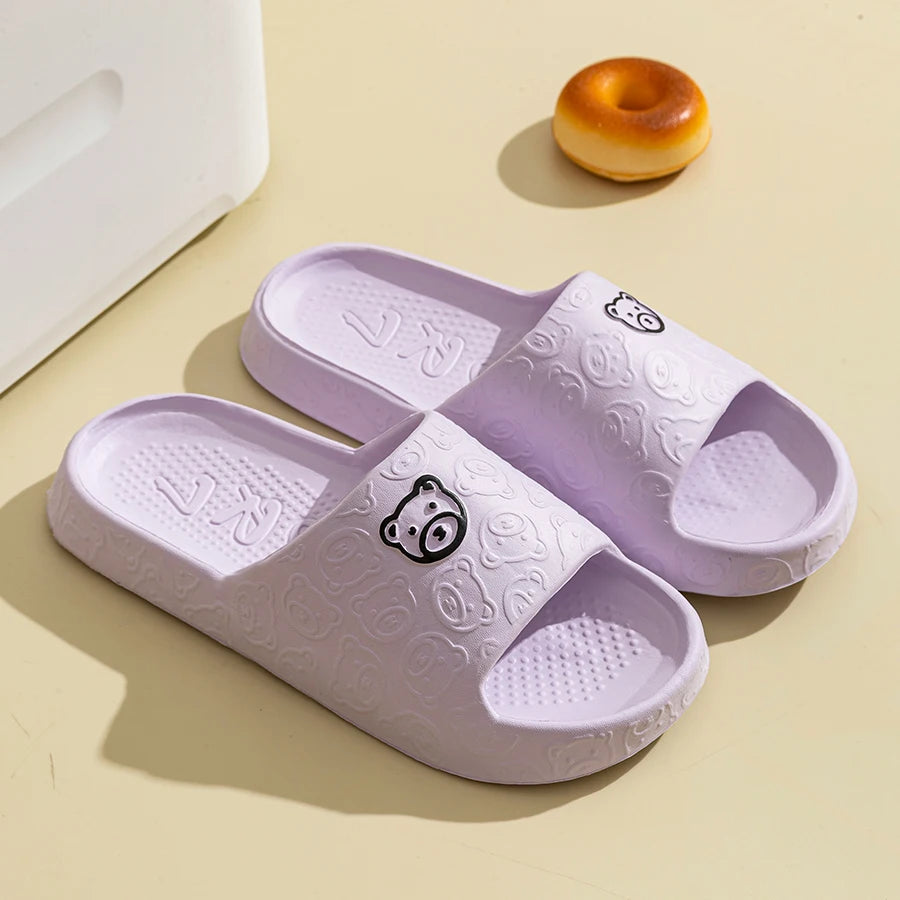 Summer Fashion Men's Slippers Printting Little Bear Sandals Indoor Bathroom Non-slip Soft Women Dormitory Casual Shoes Couple